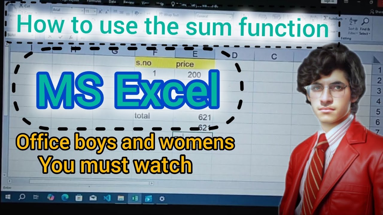 How to use the sum function in MS Excel | MS Excel | Excel shortcut ...