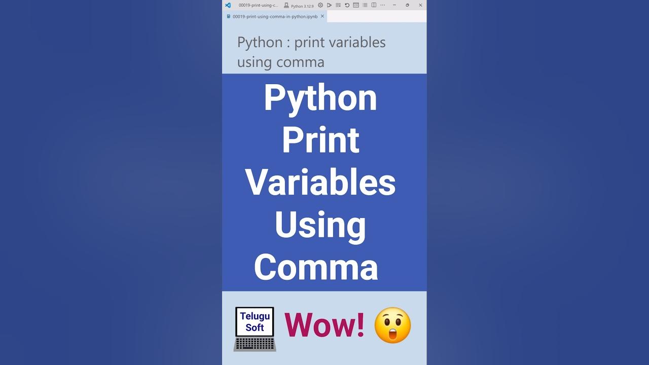 Print variables using comma in Python in Telugu 🤔 #shorts #python # ... image.