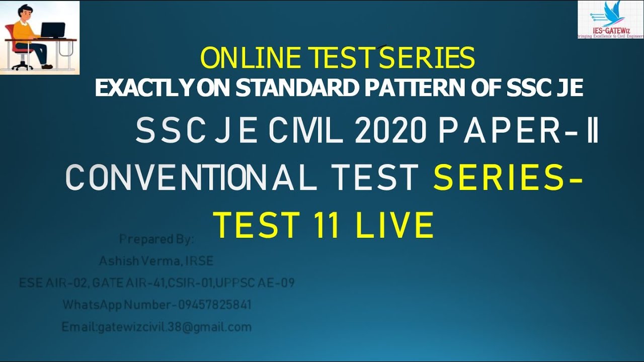 SSC JE CIVIL Mains 2020 PAPER-II ONLINE TEST SERIES|Subject Test-11 Live |IESGATEWiz