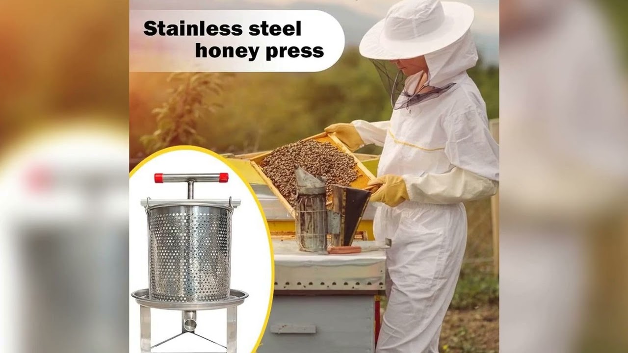 A must-have product! Honey Press Machine with Cover Manual Metal Honey Extractor Beekeeper Equipme