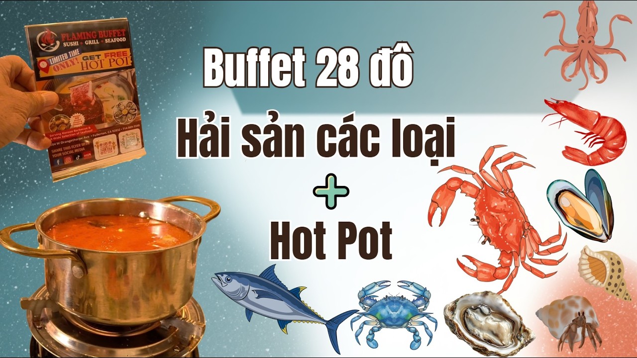 Chỉ 28 đô mà snow crab,  Avalon,sashimi. ..còn thêm Hot Pot nữa 💥👍