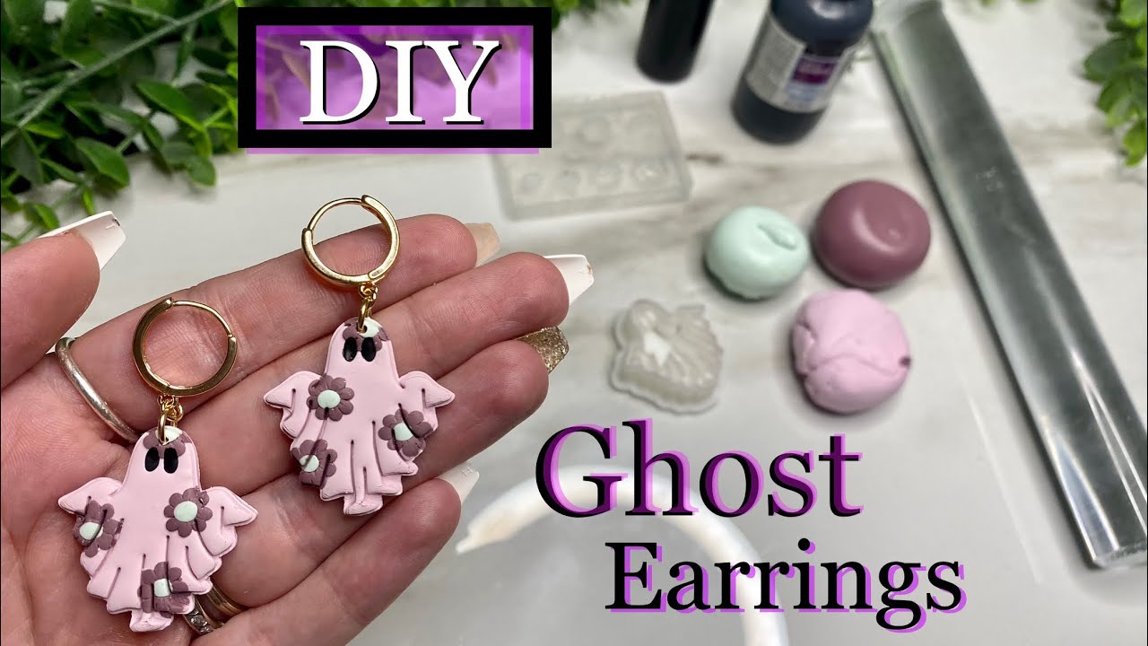 DIY Polymer Clay Halloween Earrings - Cute Spooky Ghost