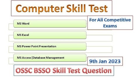 Computer Skill Test || OSSC || BSSO 2023 || BSSO Exam held on 9th Jan || Part 1||