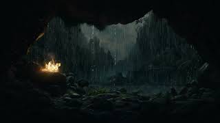 Fire Crackling sounds in Cave for sleeping, relax, study music, ASMR sounds, black screen, Calm