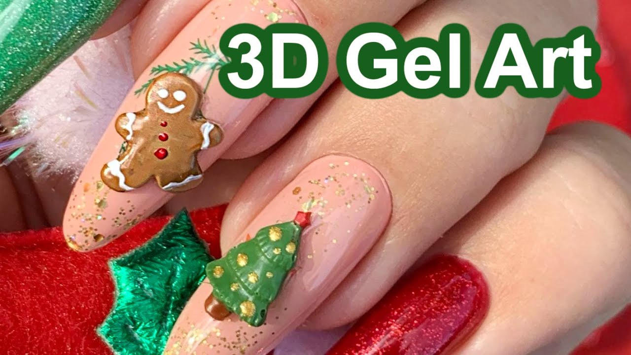 How To : 3D Holiday Gel Polish Nail Art | Gel Extensions On Myself | Vettsy  Giftbox Review - Youtube