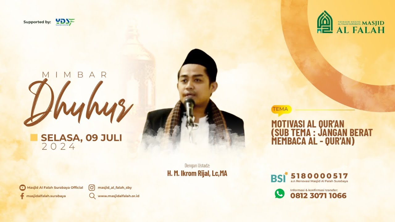 JANGAN BERAT MEMBACA AL QUR'AN - KAJIAN DHUHUR - USTADZ H. M. IKROM ...