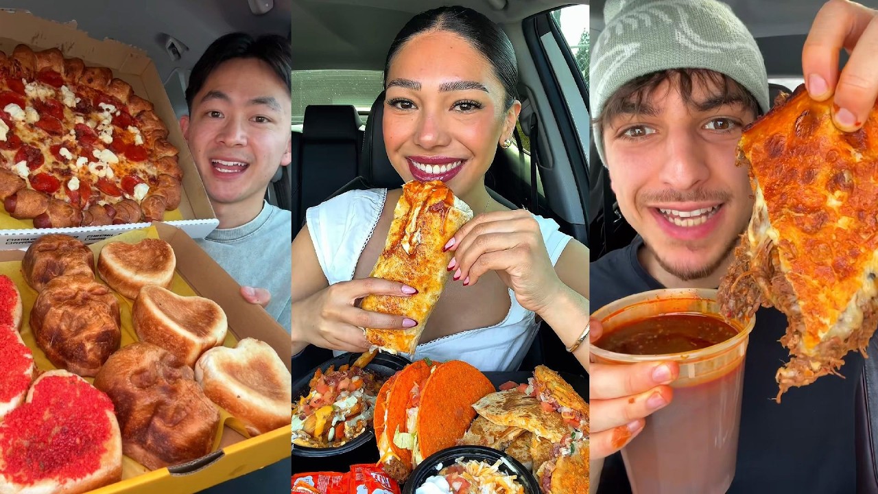 TIKTOK Mukbang Compilation | Pizza Hut, Taco Bell, Chipotle, In-N-Out, Wingstop & More!