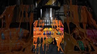 Hydraulic Press Crushing transparent paint-filled plastic bag💥 | Satisfying ASMR Destruction #Shorts