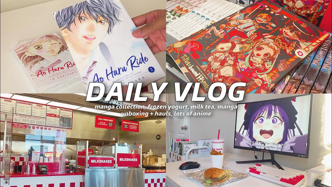 daily vlog : manga unboxing + haul , frozen yogurt, milk tea, manga