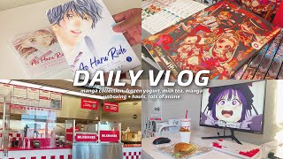 daily vlog : manga unboxing + haul , frozen yogurt, milk tea, manga collection, lots of anime !
