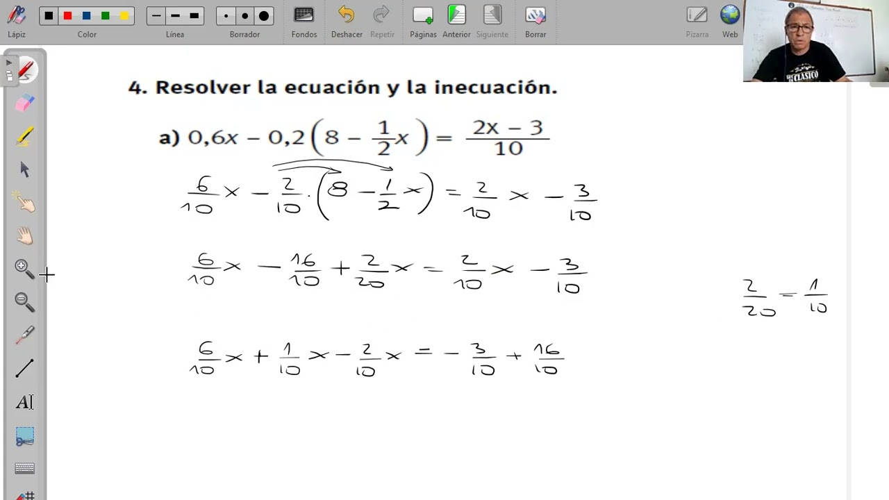 Ecuaciones con fracciones ejercicio resuelto