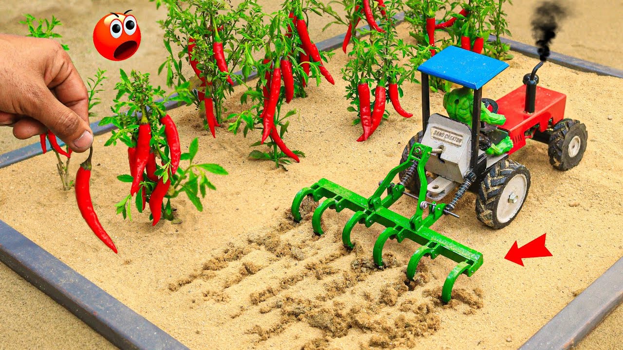 Diy mini tractor making agriculture cultivator for Chilli Farming