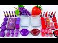 Red vs Purple - Mixing Makeup Eyeshadow Into Slime ASMR 🍓🍇 핑크 슬라임 vs 퍼플 슬라임