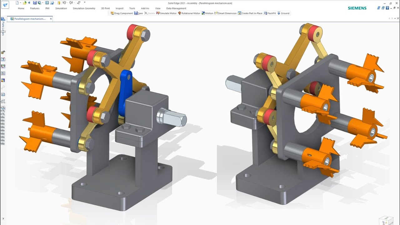 Assembly & Animation Parallelogram Mechanism in Solid Edge - YouTube