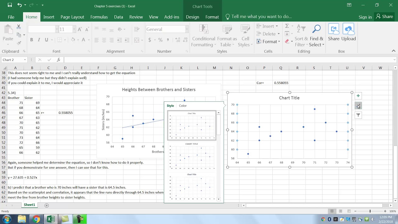 How to make a regression line chart with equation on Excel. - YouTube