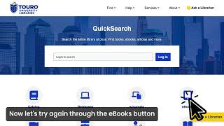 Finding eBooks at Touro Libraries