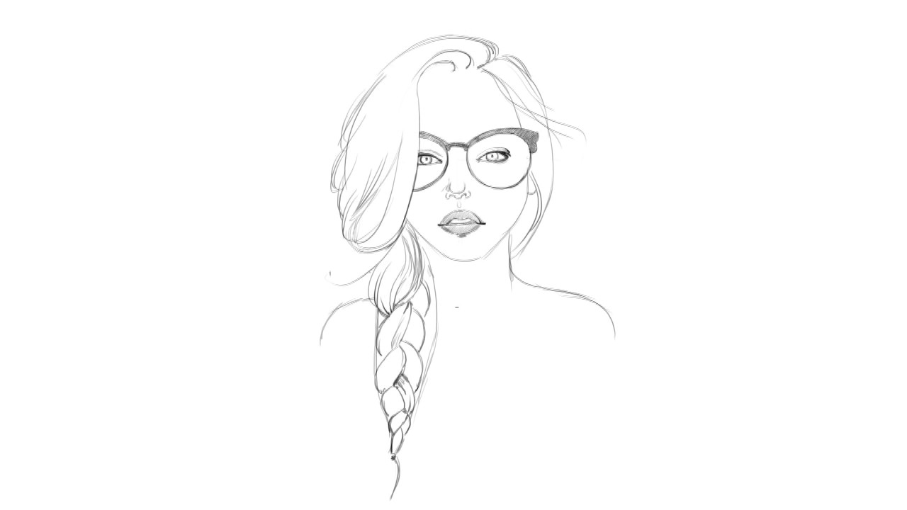 Pk Draw How To Draw A Girl In Glasses Youtube