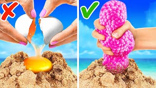 What's Hidden in the Sand?🥚 *Camping Gadgets And Survival Hacks. 24-hours Forest Camoing Challenge*