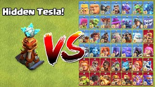 Hidden Tesla vs All Troops! - Clash of Clans