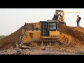 គ្រឿងចក្រស្ថាបនាផ្លូវ Bulldozer, Excavator, Dump Truck Construction Equipment Working Building Road