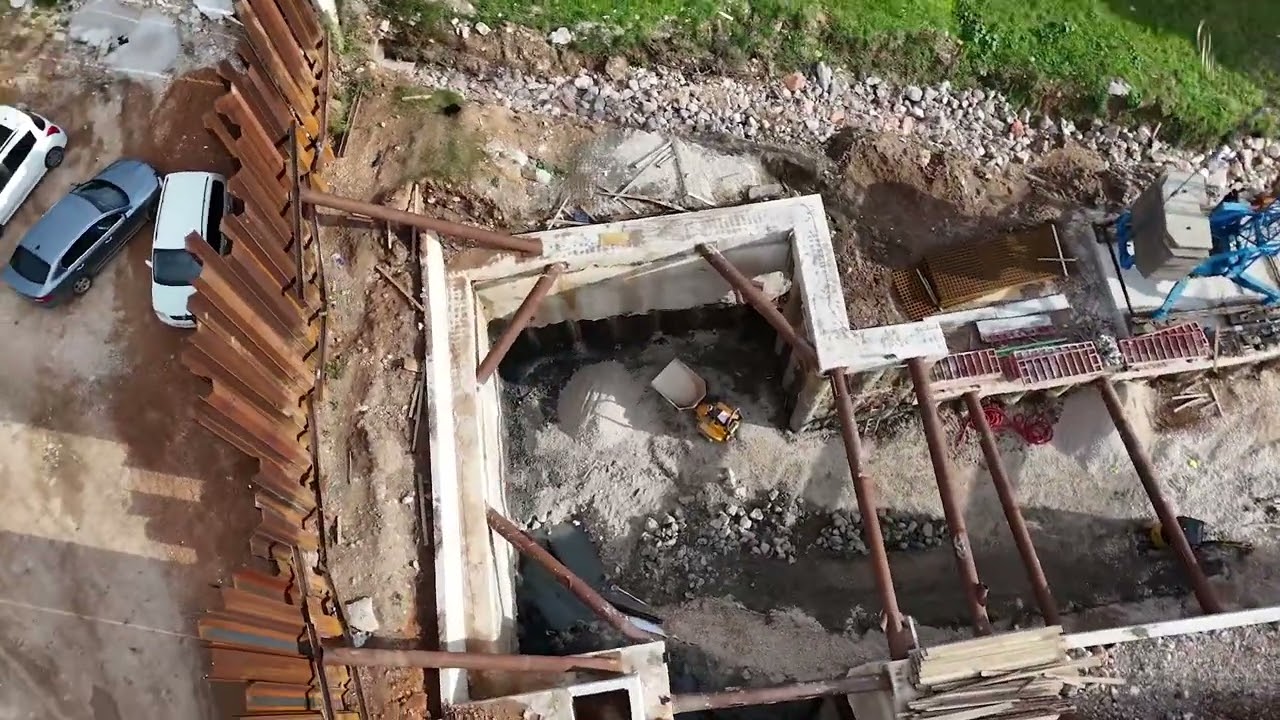 Zaštita temeljne jame bušenjem šipova Ø 800 i pobijanjem čeličnih talpi- Kumbor (2 dio)