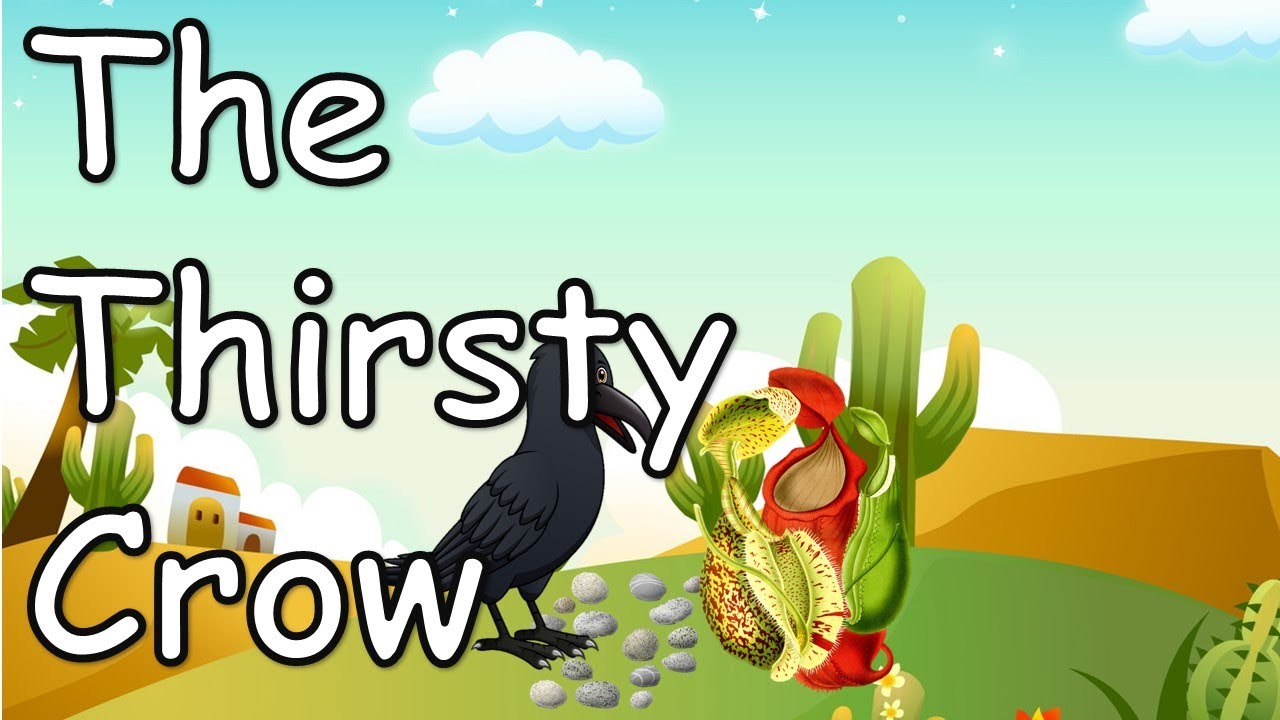 The Thirsty Crow English Story for kids with subtitles 1 minute