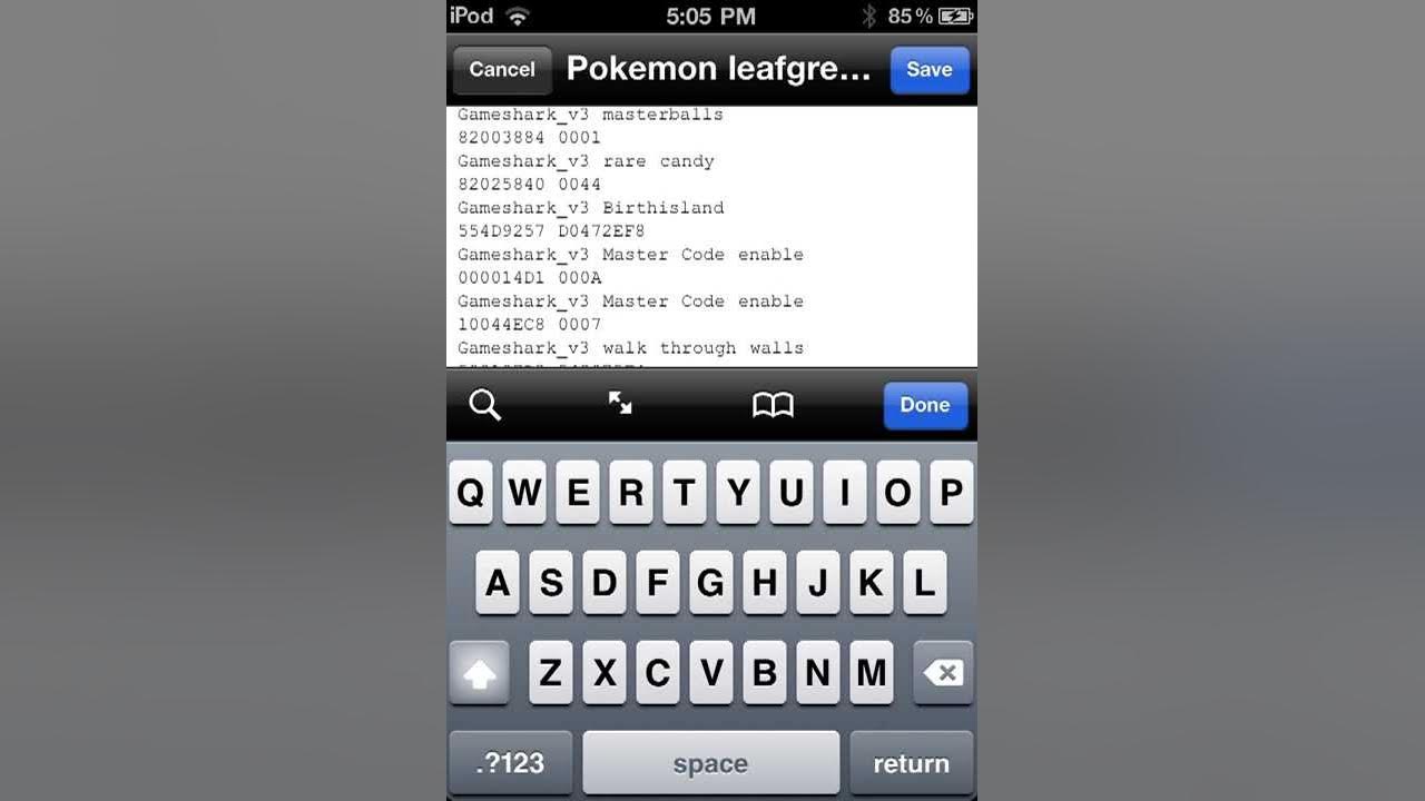 Pokemon leafgreen/firered cheat codes for GpsPhone/IPod YouTube
