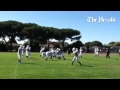 Quarterback Curt Ceralde running Hartnell's offense at Monday's practice