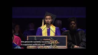 Logan Rozos NYU commencement speech condemning Gaza Genocide