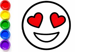 Cute Heart Eyes Emoji 😍 Drawing for Kids | Easy Emoji Drawing Step by Step | Simple Drawing Tutorial
