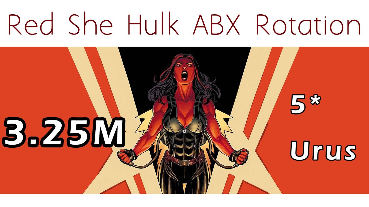 Red She Hulk Abx Rotation without any build. Paywall Power! Marvel Future Fight.