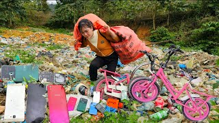 : Poor Single Mother Picks Up Scrap at the Dump: She Found Many Cell Phones and a Usable Bicycle