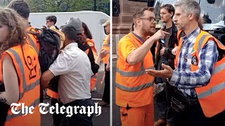 Furious motorists clash with Just Stop Oil activists during a slow march protest