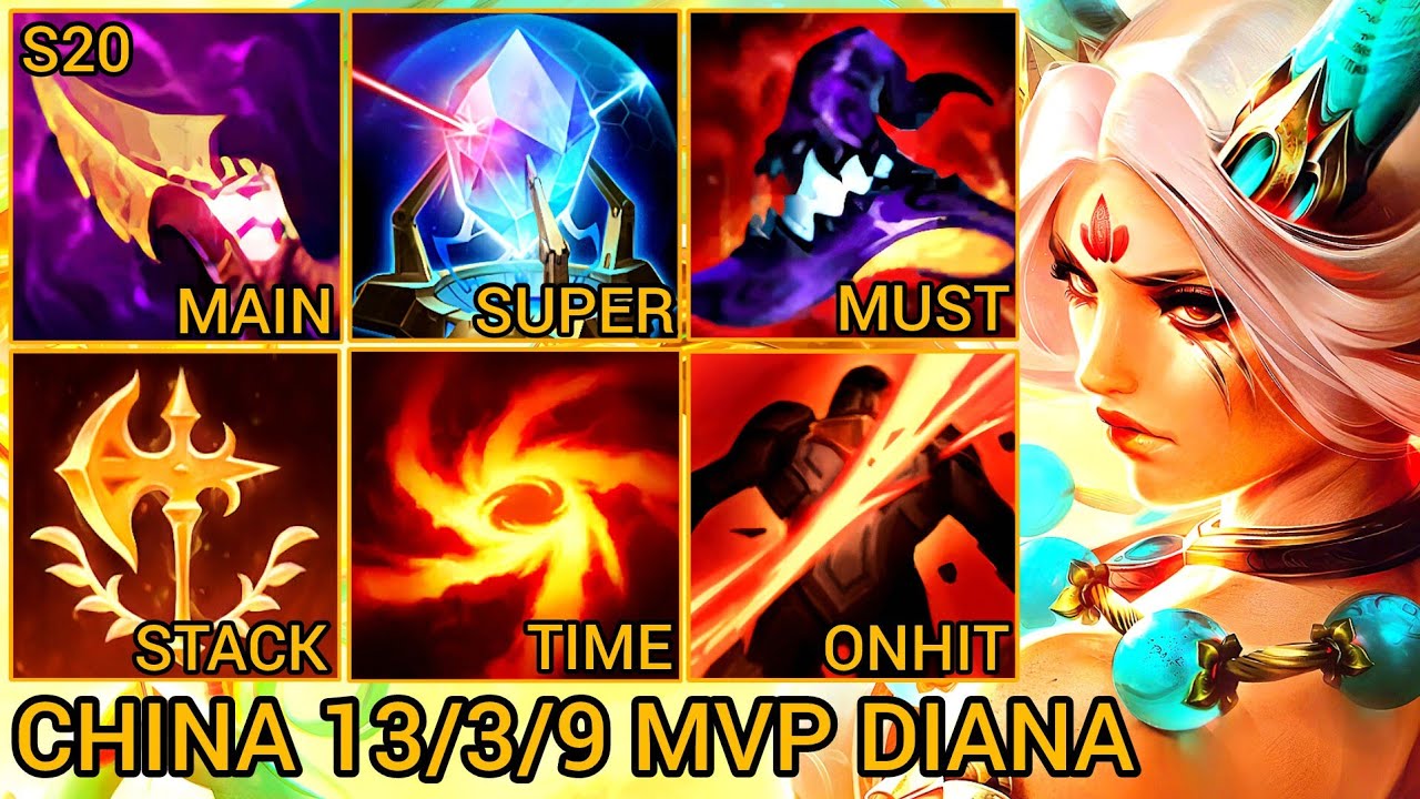 Diana MVP Jungle S Rating 13/3/9 - China Wild Rift New Meta Build & Runes By Tiarty