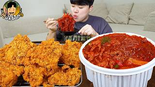 ASMR MUKBANG | Crispy Fried Chicken, Spicy chicken feet, tteokbokki korean food eating sound ! screenshot 3