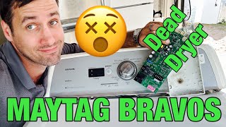 ☠️DEAD Maytag Bravos Dryer☠️ l Lights Up but Won’t Run | Bad Main Control Board | MEDX600XW0