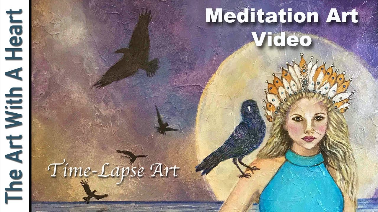 MeditatIve Zen Ocean Moon Goddess Acrylic Painting TIME-LAPSE Emotional ...