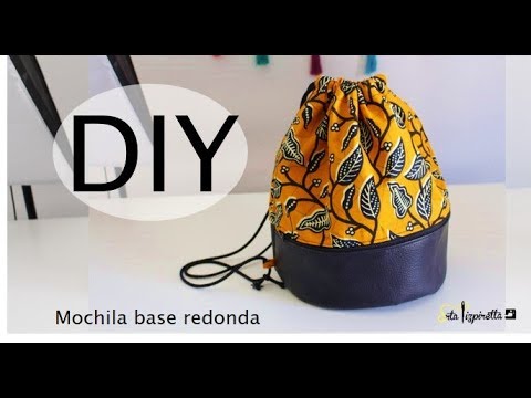 DIY Tutorial mochila de tela con polipiel y base redonda. -