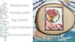 Watercoloring Stamped Images: Stamping Bella + Sweet Sentiment Sketch Challenge @inkyfairydesigns