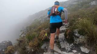 Ultra Trail Cape Town UTCT 2019 running in thick fog on top of Table Mountain