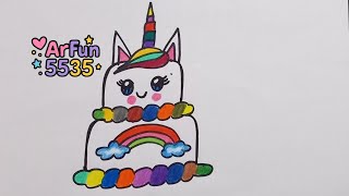 HOW TO Draw a unicorn Birthday Cake  | Easy Step by Step screenshot 5
