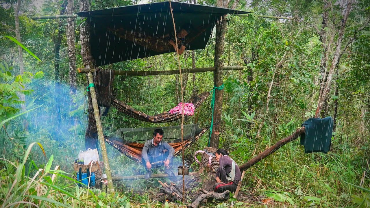 นอนป่ากับจงและมั่วที่พัก3ชั้น ห่อข้าวใบตองดั้งเดิม ฝนตกตอนเช้าหลับสบายจงไม่อยากตื่นกลับบ้าน [วรวิช]