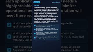 A company wants to migrate its existing on-premises monolithic application... | AWS SAA-C03 #Shorts