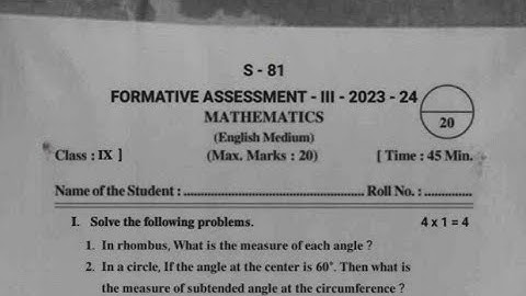 Ap 9th Class Fa-3 💯real V.imp Maths 🥳Question Paper (2023-24) | 9th Class fa3 Maths  Paper 2023-24