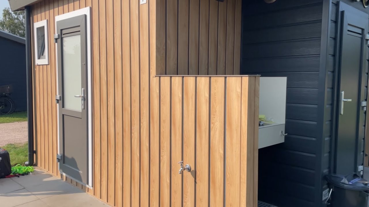 Booked private shower at campsite with attached wash sink, next to tent.😃 