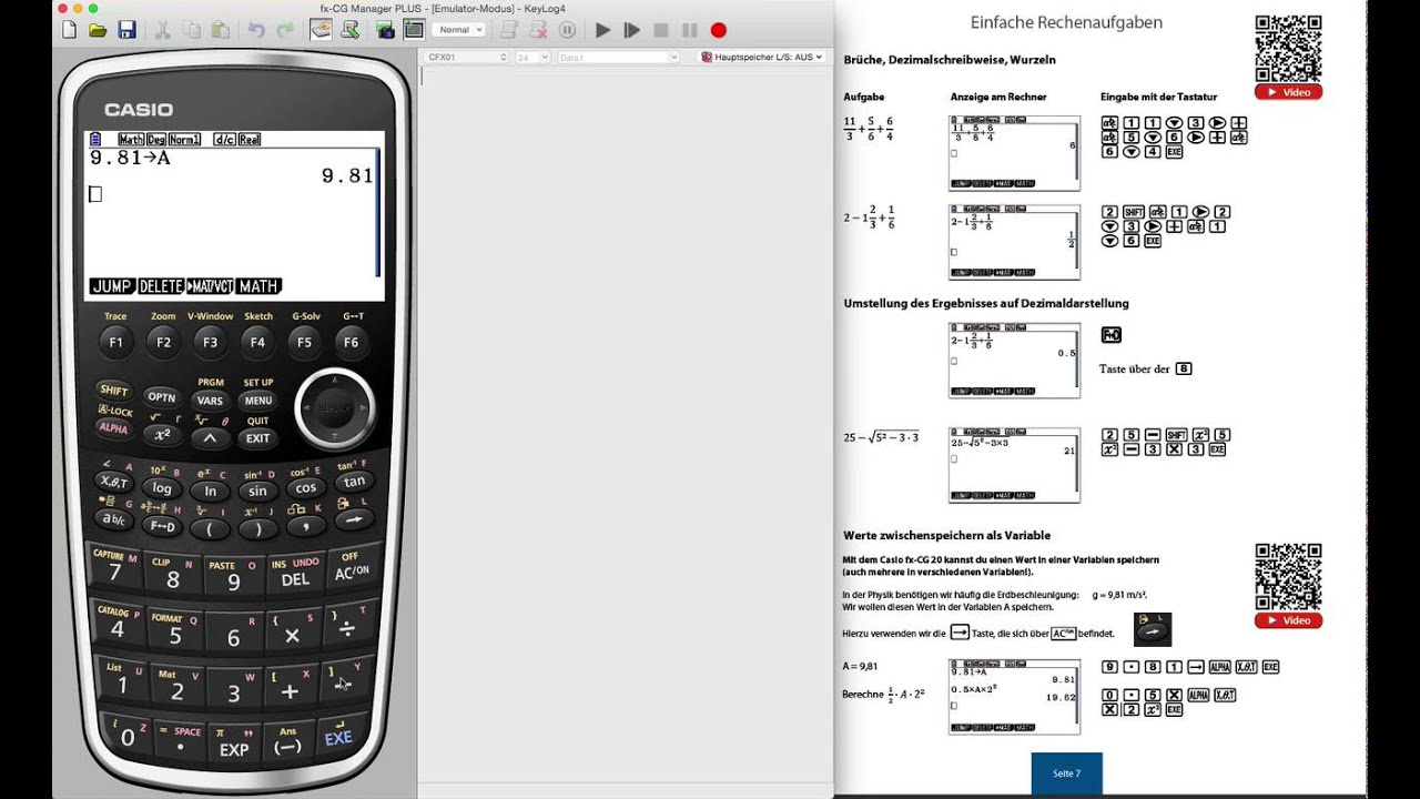 Casio Fx Cg50 Fx Cg20 Der Variablenspeicher Youtube