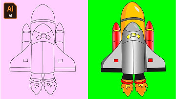 How to Create a Vector Rocket (HD) from Sketch step by step in Adobe Illustrator/Spaceship drawing.