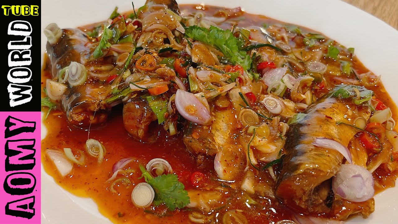 Spicy Canned Fish Salad (Thai Food) – Yum Pla Krapong | AomyWorldTUBE | YUMMY ❤