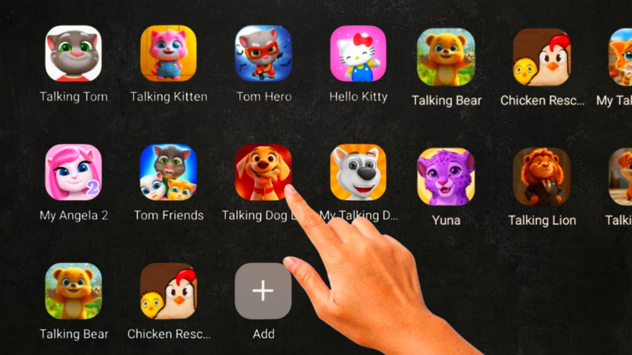 Talking Bear,Talking Lion,Hello Kitty,Tom Hero,Yuna,Chicken Rescue,Tom Friends 