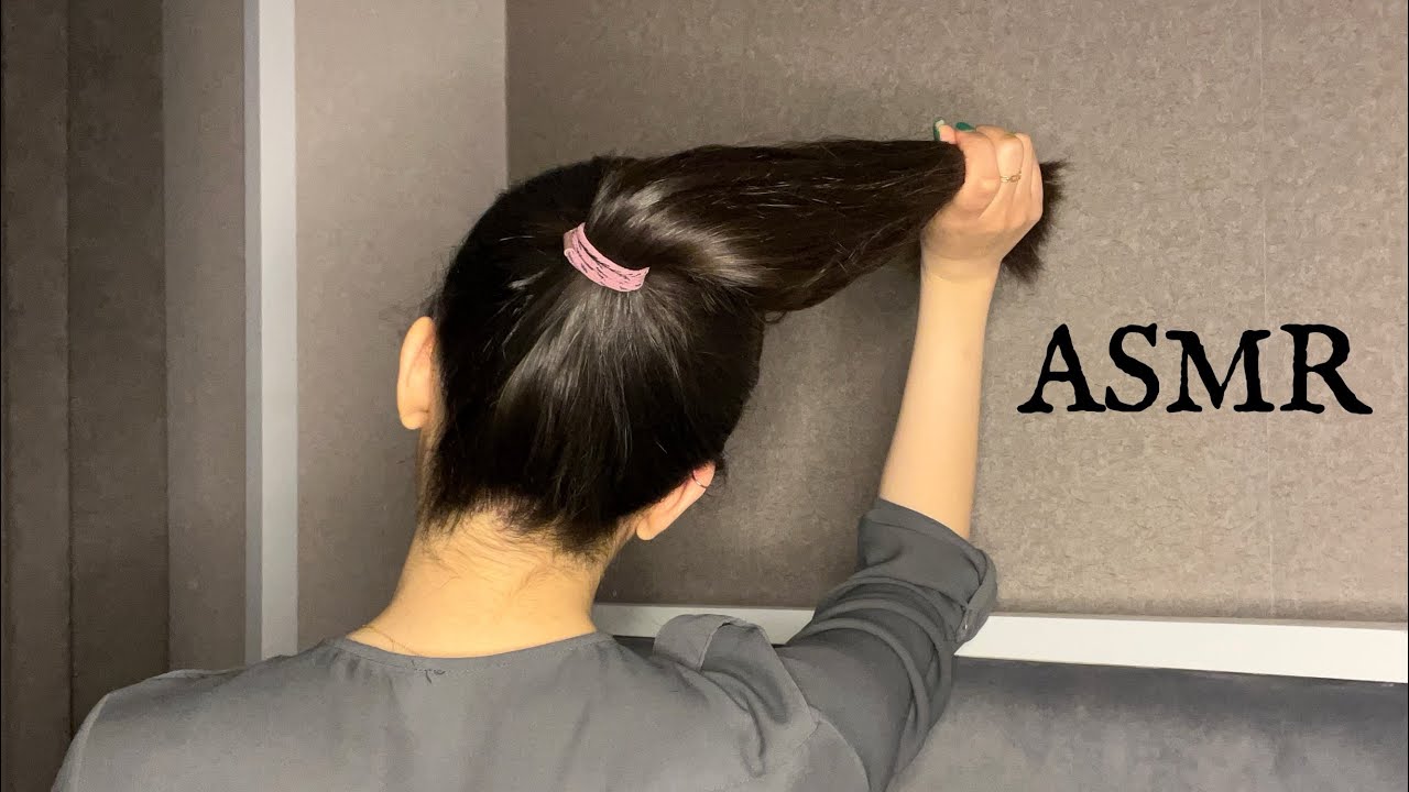 ASMR | Beushing My Hair, Putting it Into High/Low Ponytail, Bun &… 